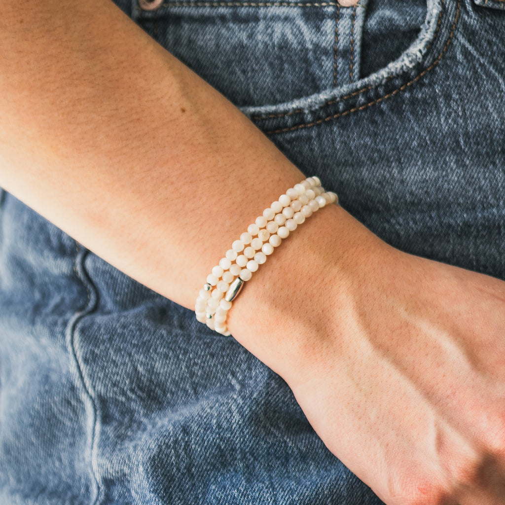 Pearlescent Jasper Gemstone Wrap Bracelet