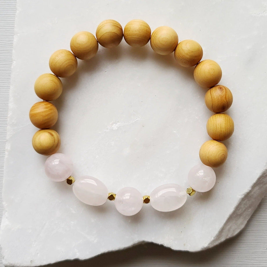 Free Spirit Quartz and Wood Bead Bracelet