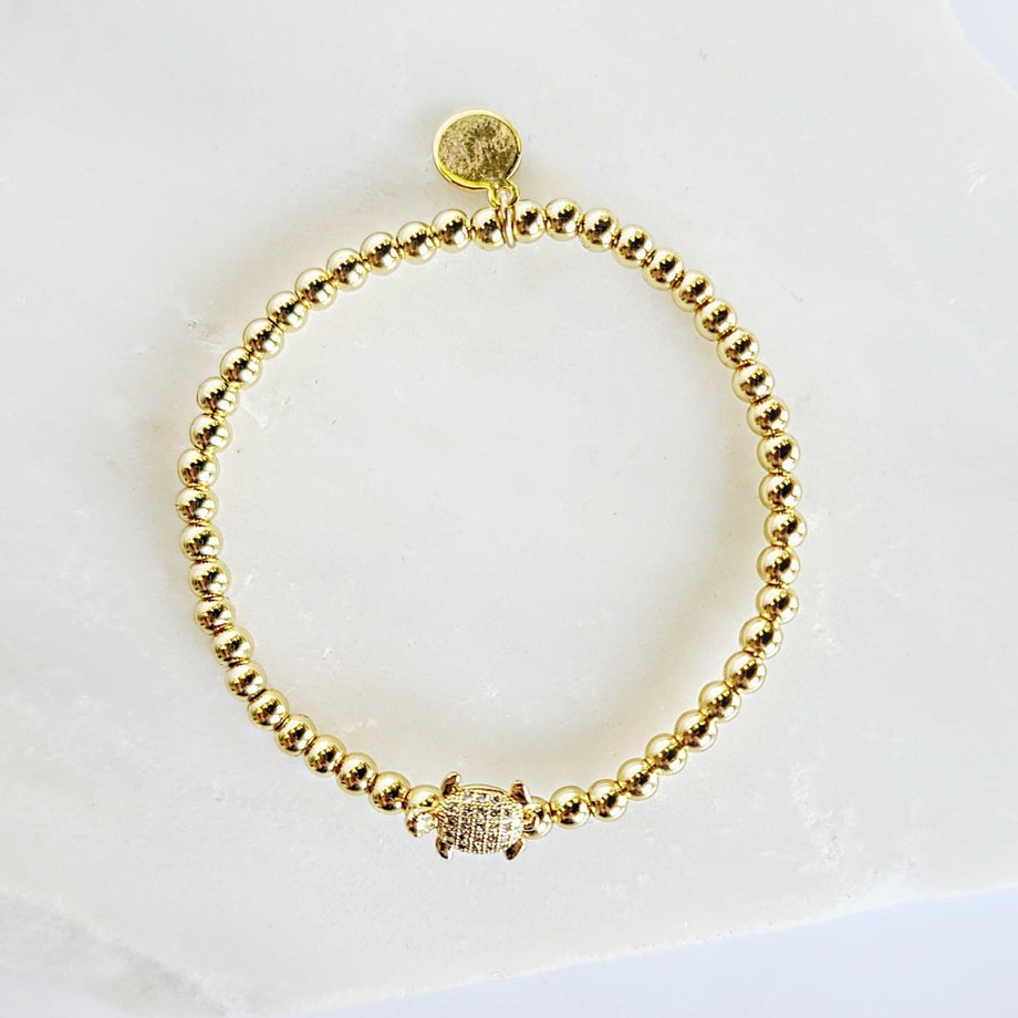 Gold Collection - Pink Shell Stone Bracelet with What Is Meant to Be Gold Charm